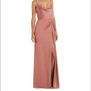 NEVER WORN! Dessy Cowl-Neck Draped Wrap Maxi Dress - Desert Rose - Size 8